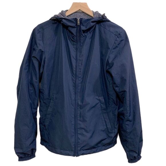 JACKET REVERSIBLE UNISEX SMALL NAVY BLUE RAIN COAT / FLEECE JACKET NO TAGS. - Picture 2 of 16